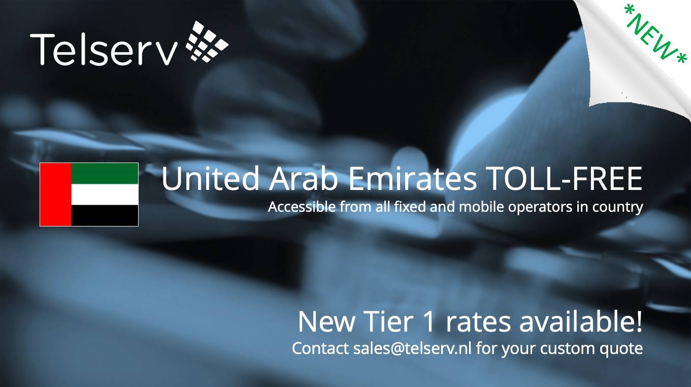 UAE TollFree New Tier 1 pricing Telserv